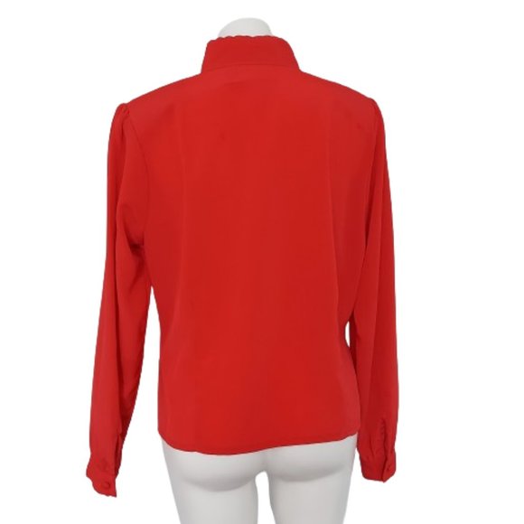 Vintage 80s Christie & Jill Embroidered Cut-out Red Blouse - Picture 4 of 16